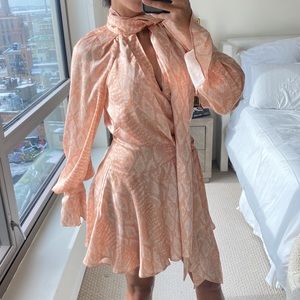 Acler snake print silk mini dress.